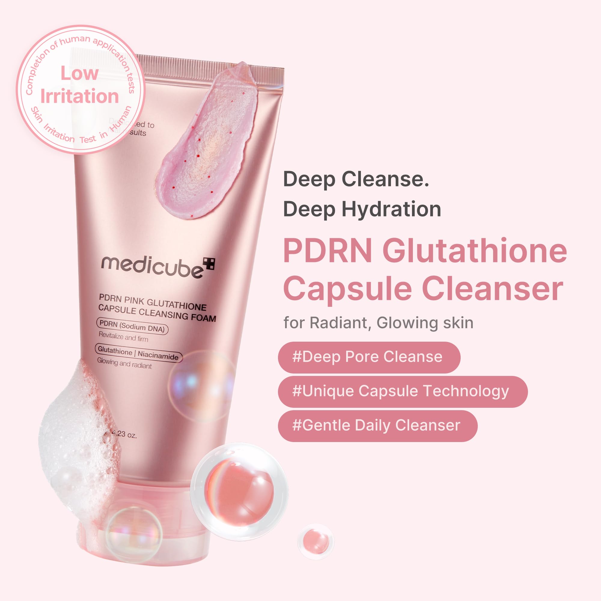 medicube PDRN Pink Glutathione Capsule Cleansing Foam [120g]
