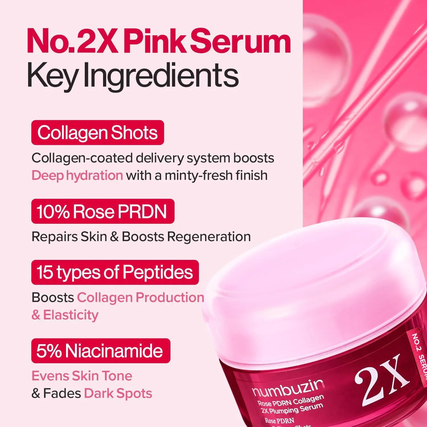 numbuzin No.2 Rose PDRN Collagen 2X Plumping Serum [30ml]