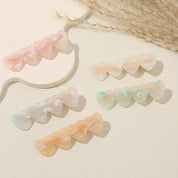 Hair Clip Set of 2 Opal Heart (Pearl & Green)