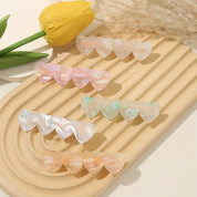 Hair Clip Set of 2 Opal Heart (Pearl & Green)