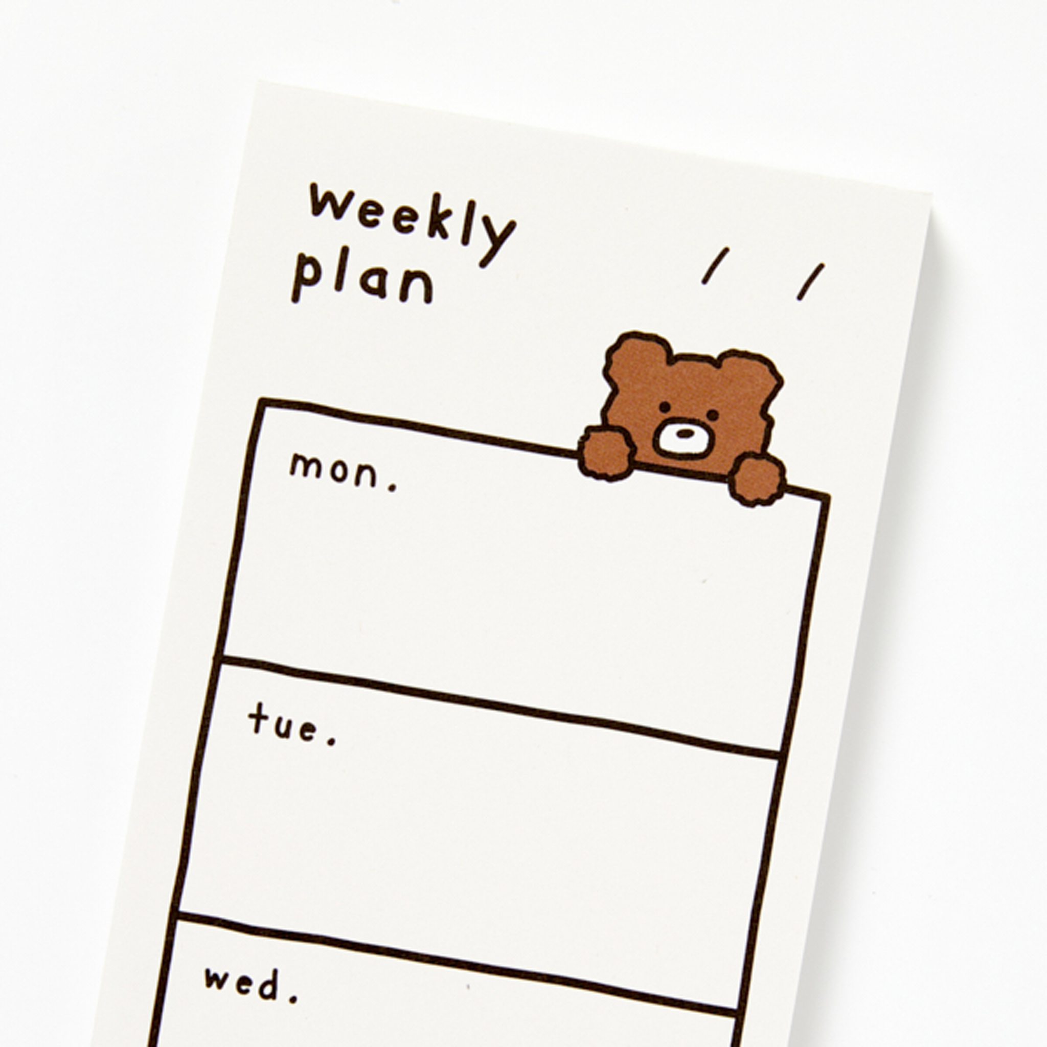 Weekly Memo Pad Brown Bear (Long)