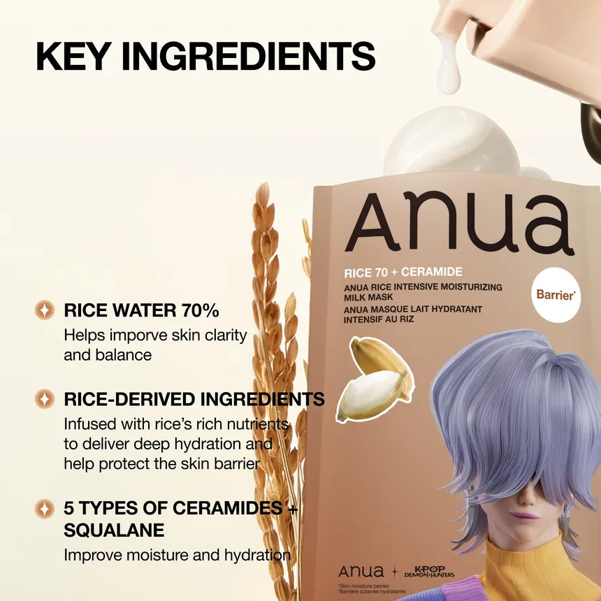 Anua Kpop Demon Hunters Rice Intensive Moisturizing Milk Mask [1ea]