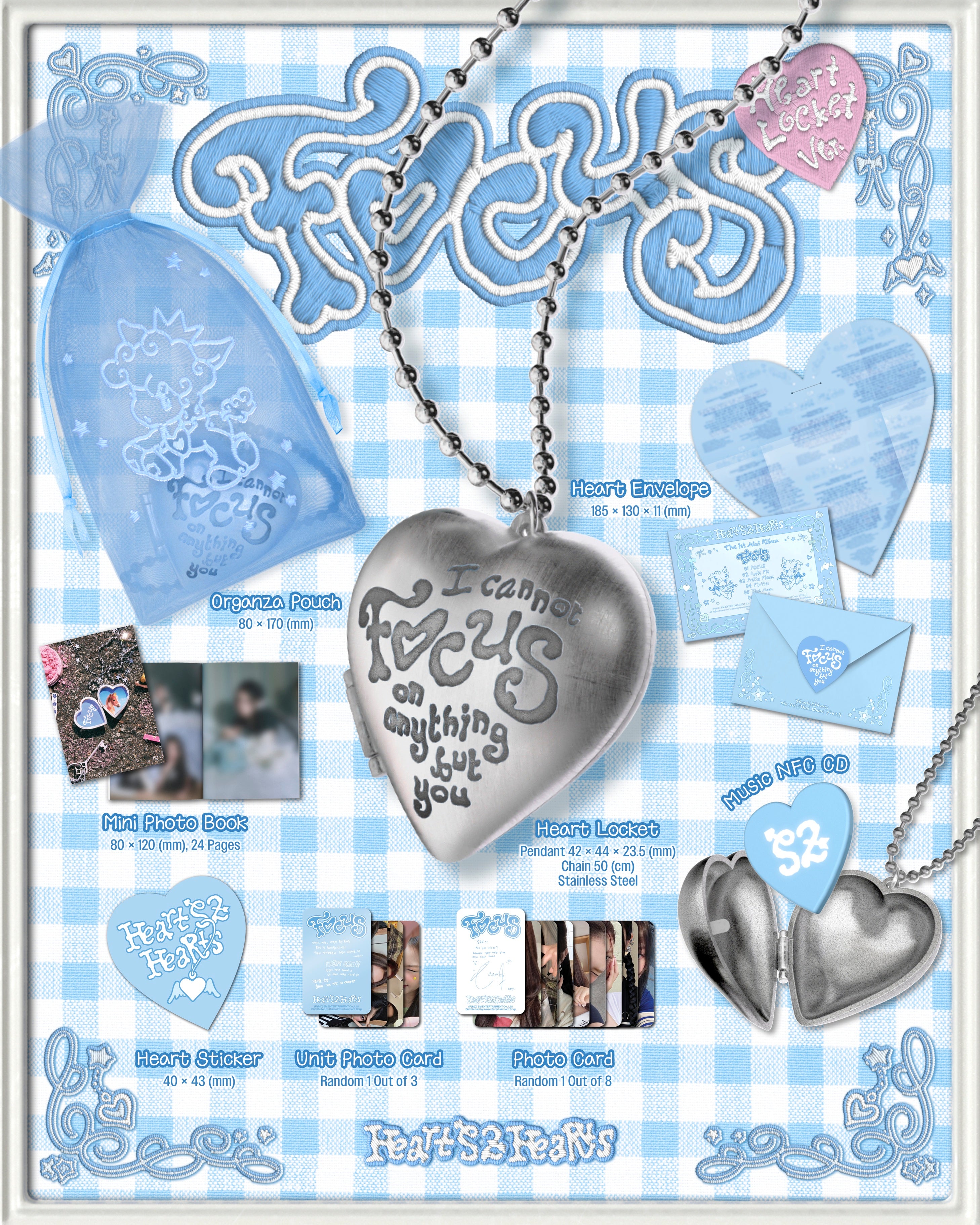 Hearts2Hearts 1st Mini Album "Focus" (Heart Locket Ver.)