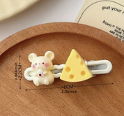 Hair Clip Mouse & Cheese 2PCS
