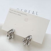 Silver Triple Ring Hoop Earrings