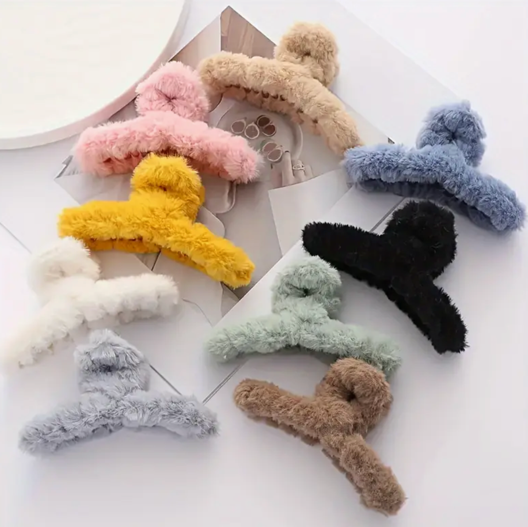 Cotton Candy Fur Hair Claw Clip - Loop
