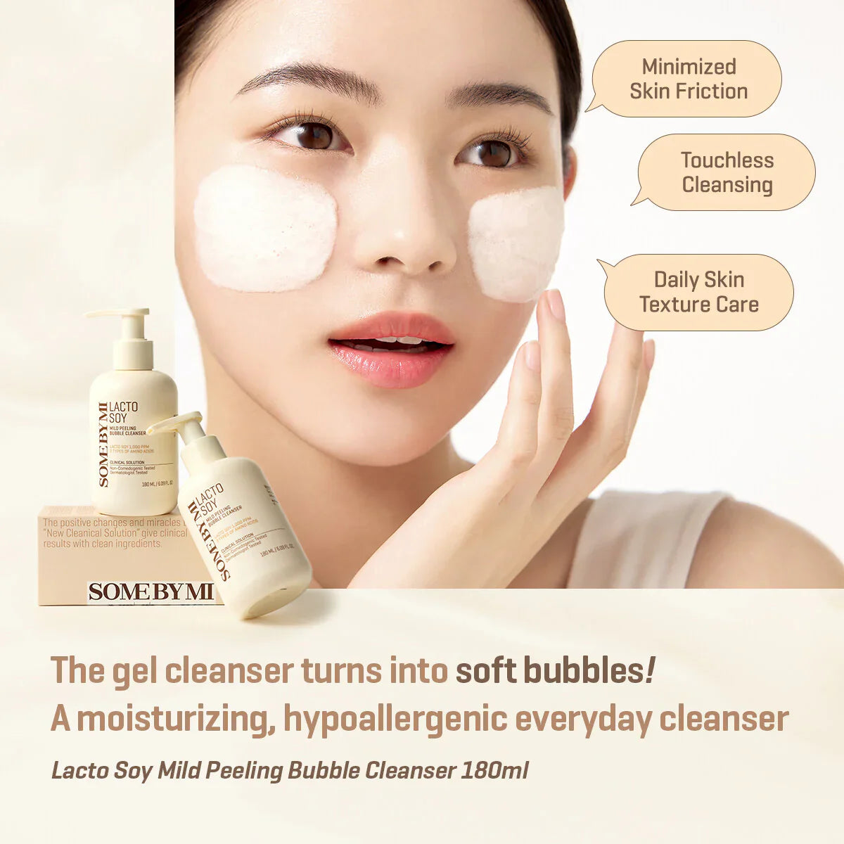 SOME BY Mi Lacto Soy Mild Peeling Bubble Cleanser [180ml]