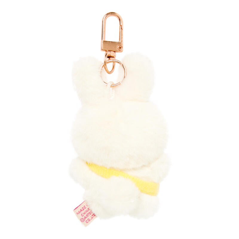 Plush keychain with a heart shape and gold clasp on a white background