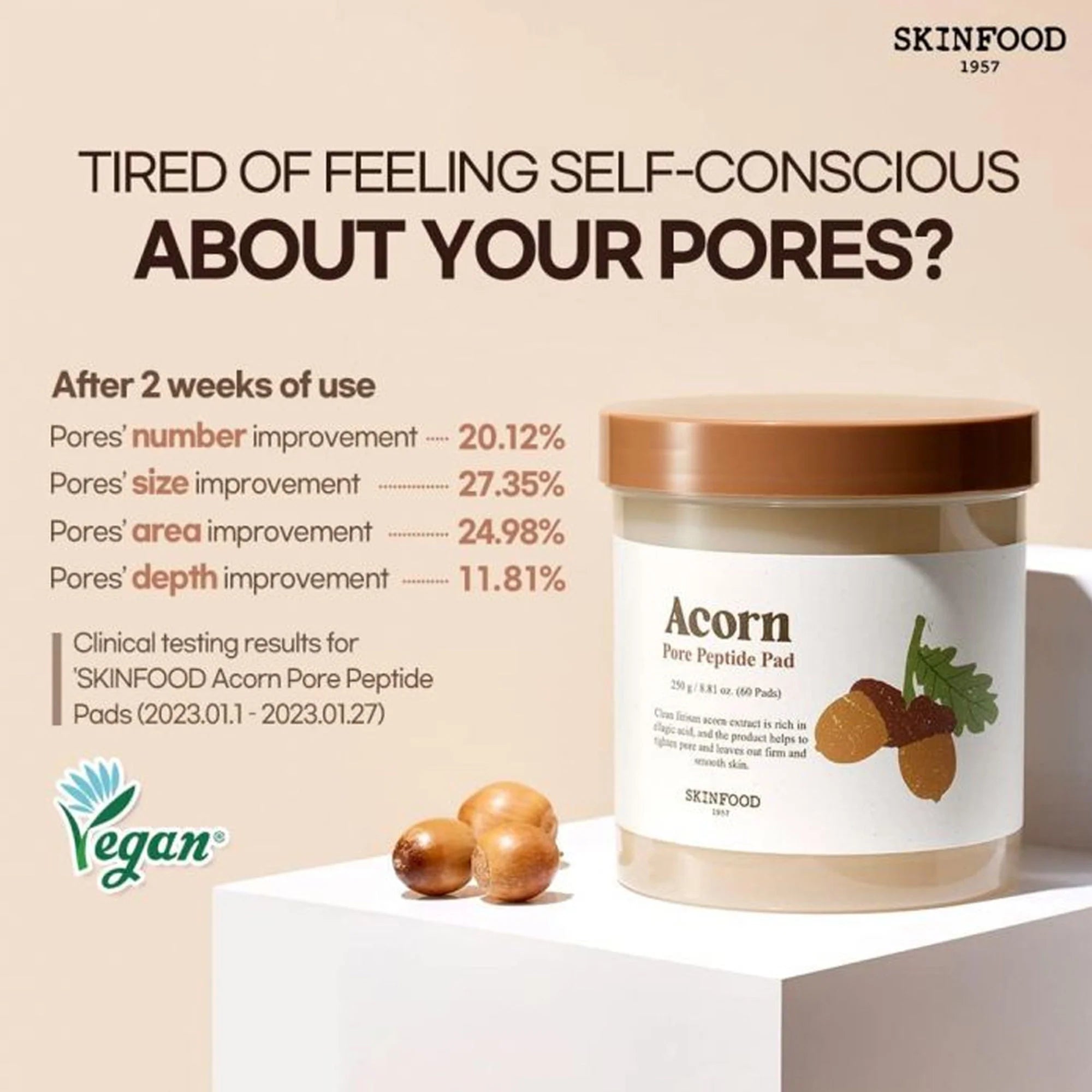 SKINFOOD Acorn Pore Peptide Pad (60EA)260G