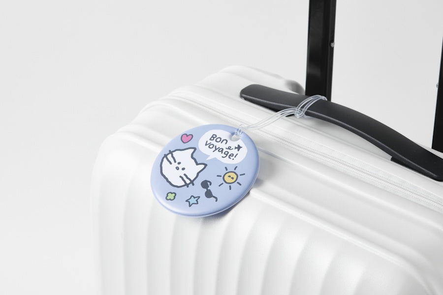 LUGGAGE TAG PVC BLUE ROUND CAT
