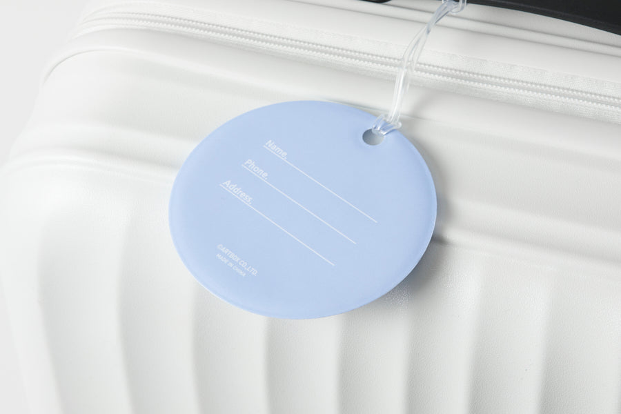 LUGGAGE TAG PVC BLUE ROUND CAT