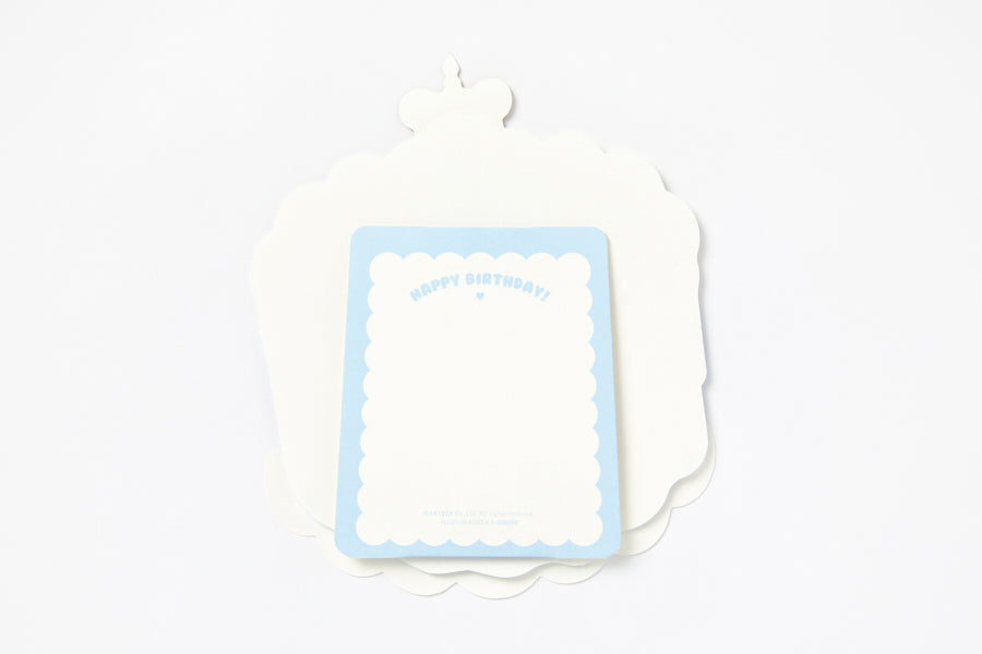 Card Cherry Birthday Cake with Bear Blue