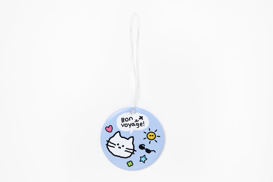 LUGGAGE TAG PVC BLUE ROUND CAT
