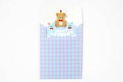 Card Cherry Birthday Cake with Bear Blue