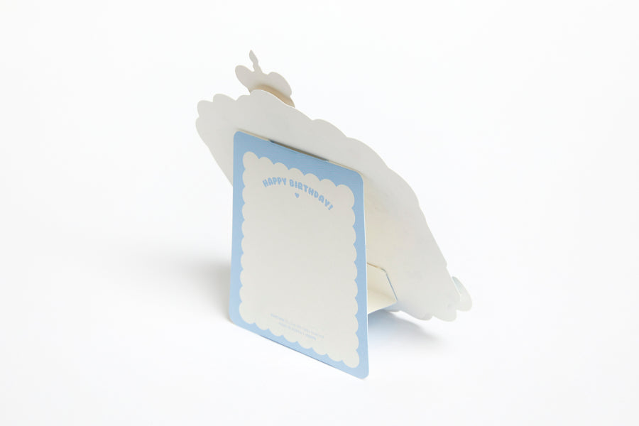 Card Cherry Birthday Cake with Bear Blue