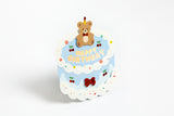 Card Cherry Birthday Cake with Bear Blue