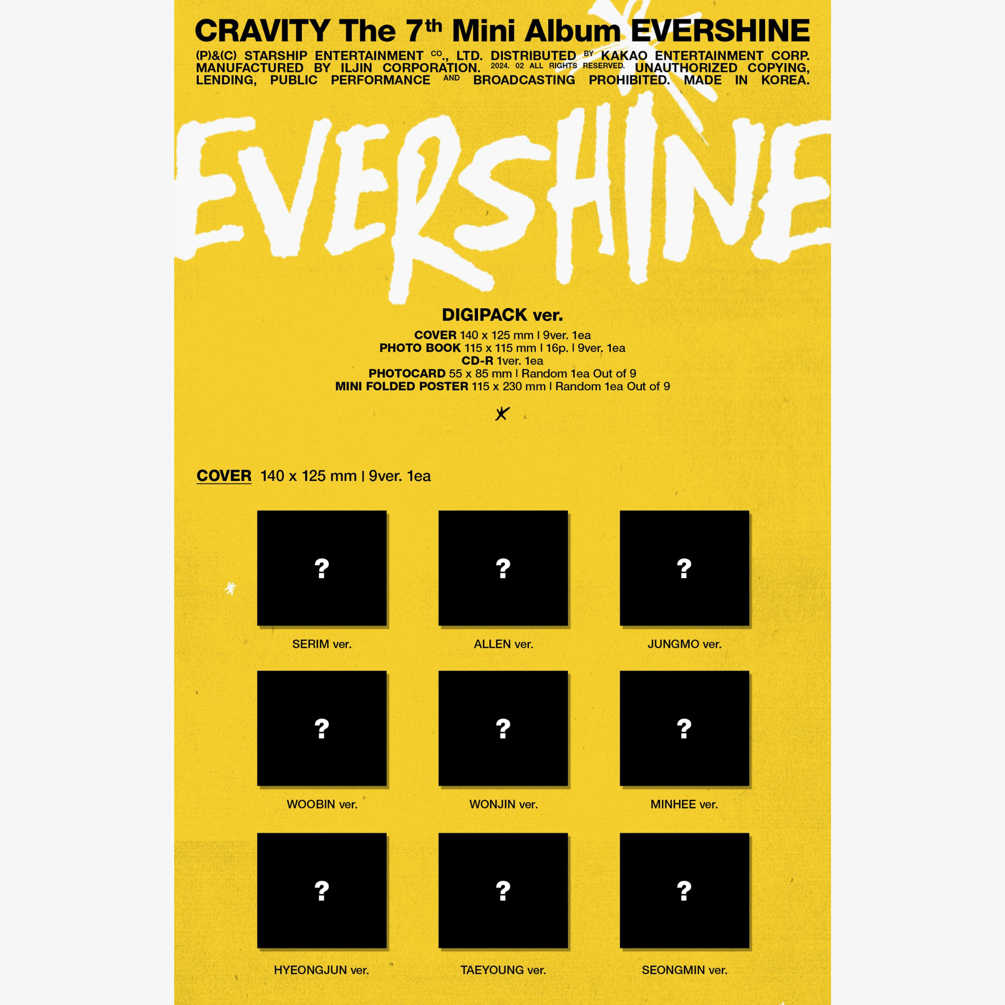 Cravity 7th Mini Album: EVERSHINE (Digipack ver.)