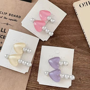 Hair Pin Pearl Heart (2pc)