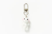 KEY RING FLOCKED WHITE PUPPY