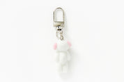 KEY RING FLOCKED WHITE PUPPY