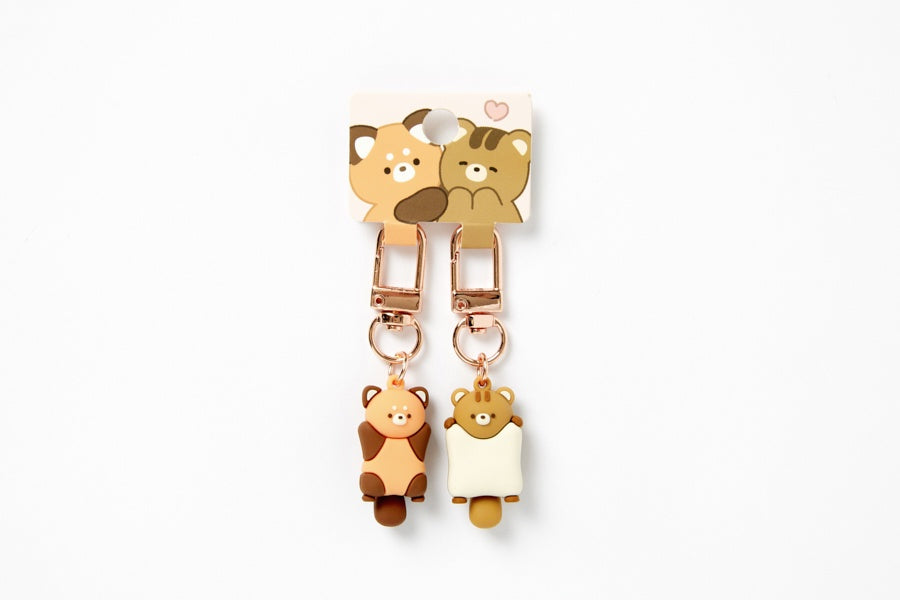 COUPLE KEY RING SET FLYING SQUIRREL & RED PANDA