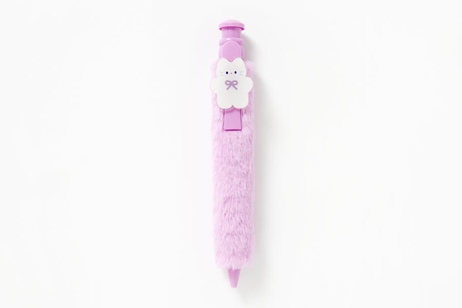 PEN BIG POMPOM PURPLE CAT