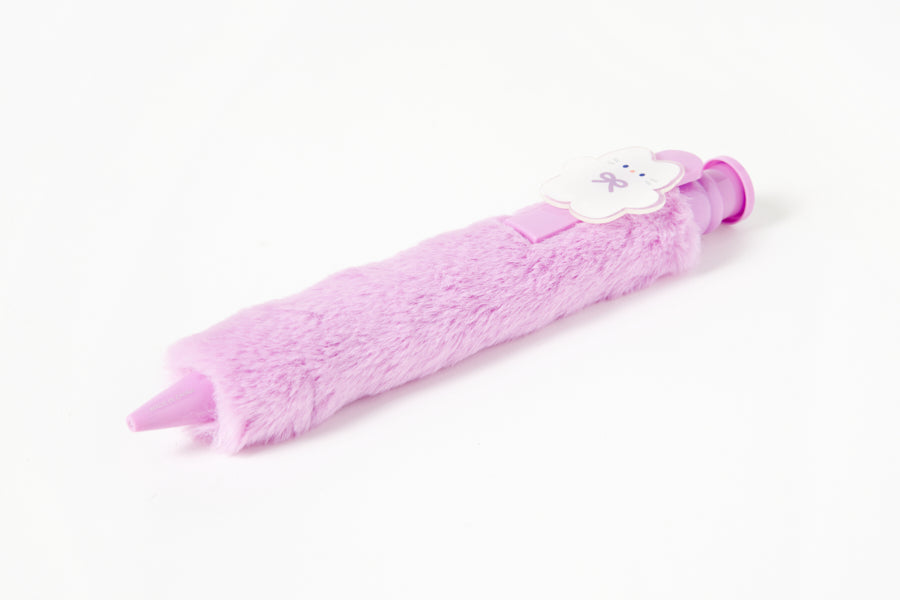 PEN BIG POMPOM PURPLE CAT