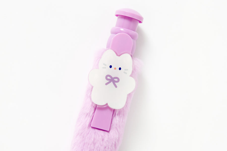 PEN BIG POMPOM PURPLE CAT