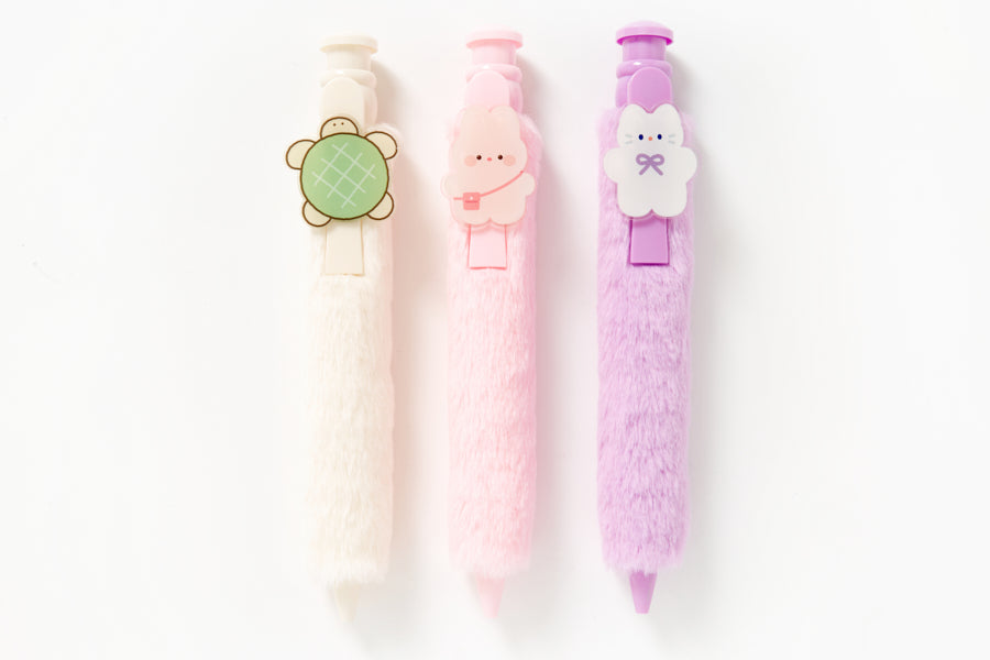 PEN BIG POMPOM PURPLE CAT