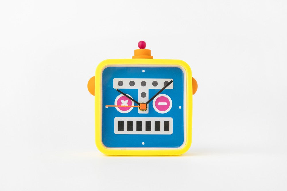 Robot Face Desk Clock (Yellow)