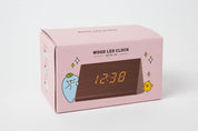Digital Triangle Desk Wooden Clock (Brown)