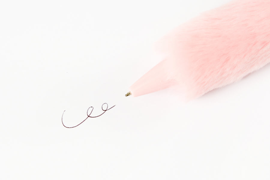 PEN BIG POMPOM PINK RABBIT