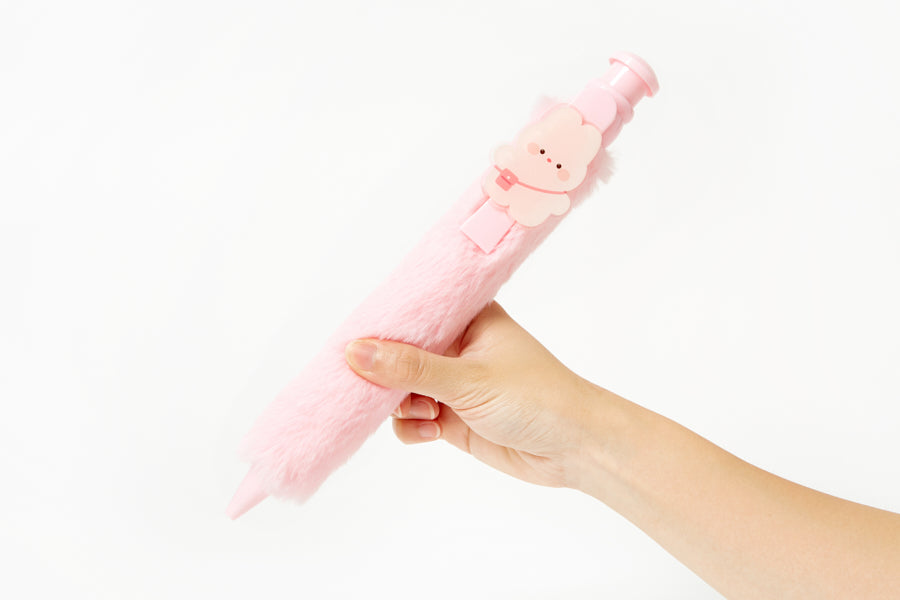 PEN BIG POMPOM PINK RABBIT