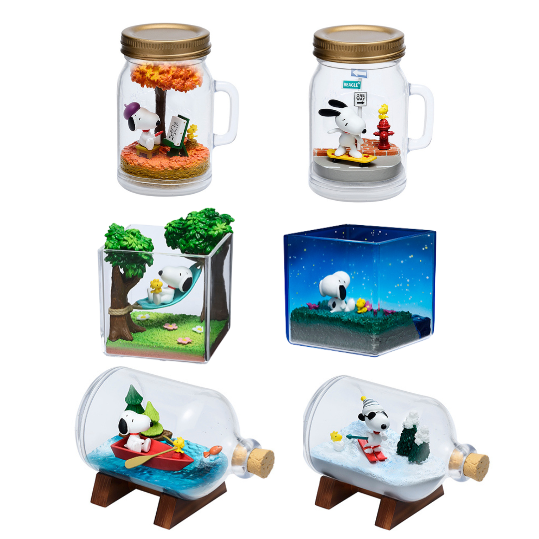 Re-ment Snoopy & Woodstock Terrarium On Vacation
