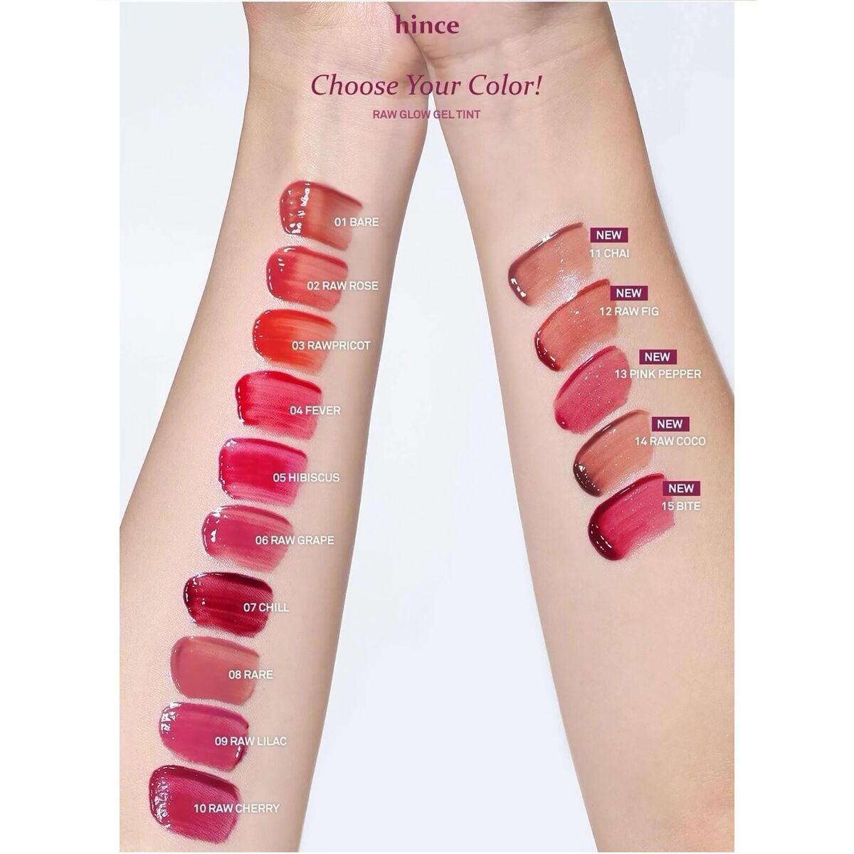 Hince - Raw Glow Gel Tint - 15 Colors