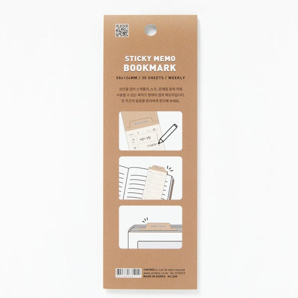 Weekly Sticky Memo Bookmark
