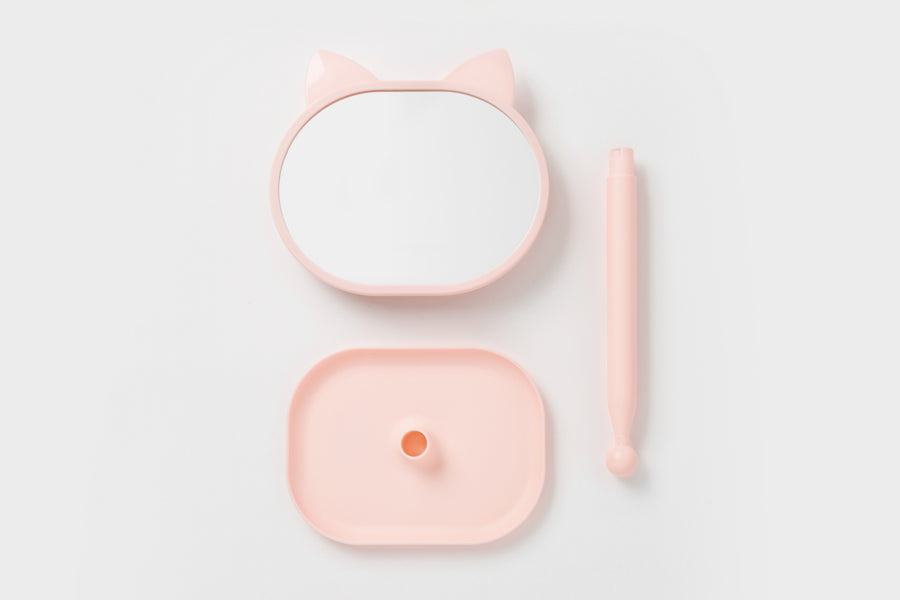 Cat Tray Desk Mirror Pink