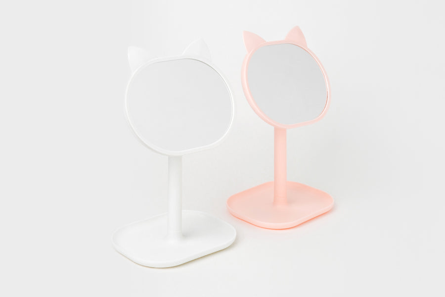 Cat Tray Desk Mirror Pink