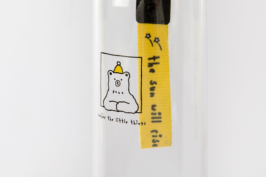 Glass Water Bottle with Strap: Yellow Bear (350ml)