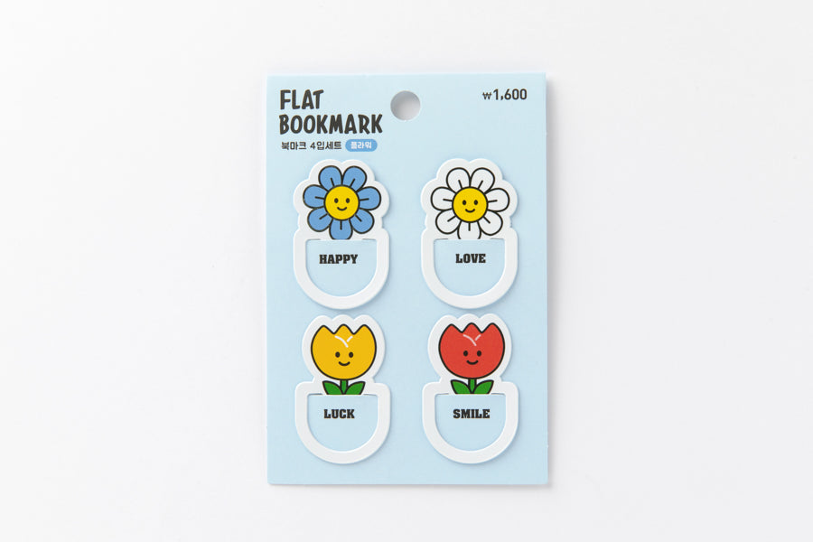 Flat Bookmark Flower Set of 4