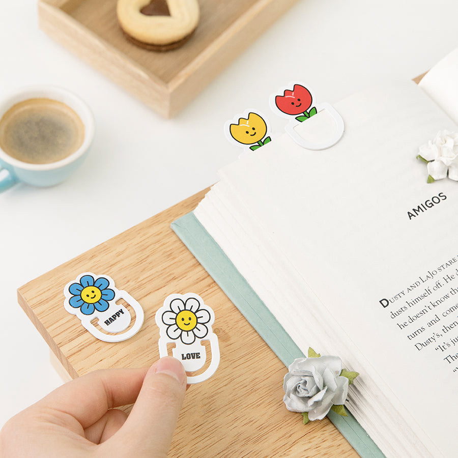 Flat Bookmark Flower Set of 4
