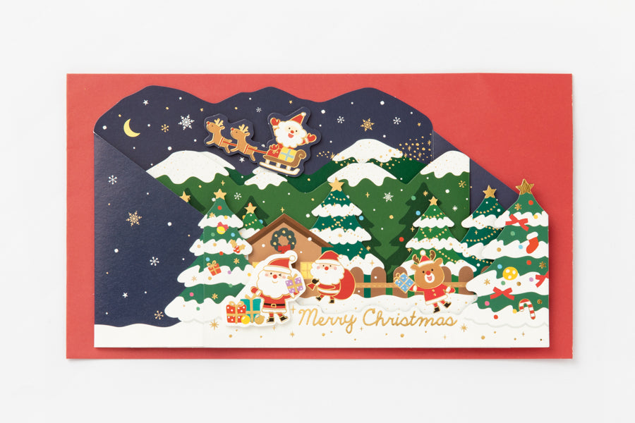X-MAS CARD STANDING SNOW VILLAGE