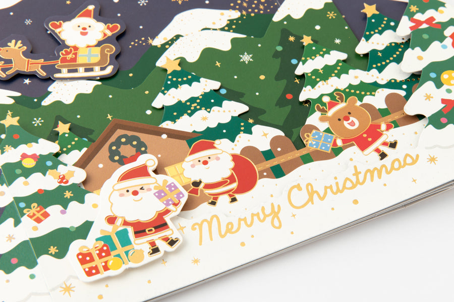 X-MAS CARD STANDING SNOW VILLAGE