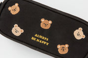 Pencil Case Teddy Bear - "Always Be Happy" (Black)