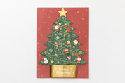 X-MAS CARD STANDING SANTAS ON TREE