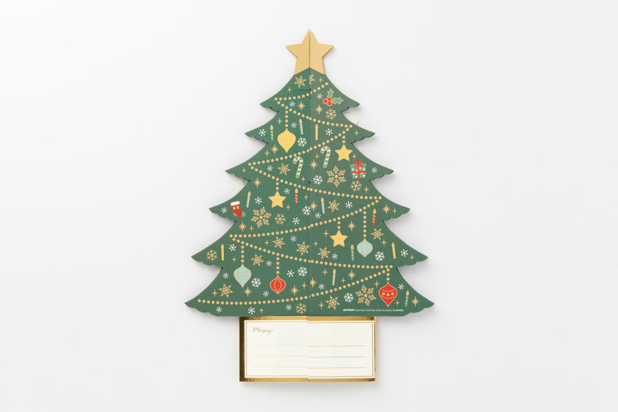 X-MAS CARD STANDING SANTAS ON TREE