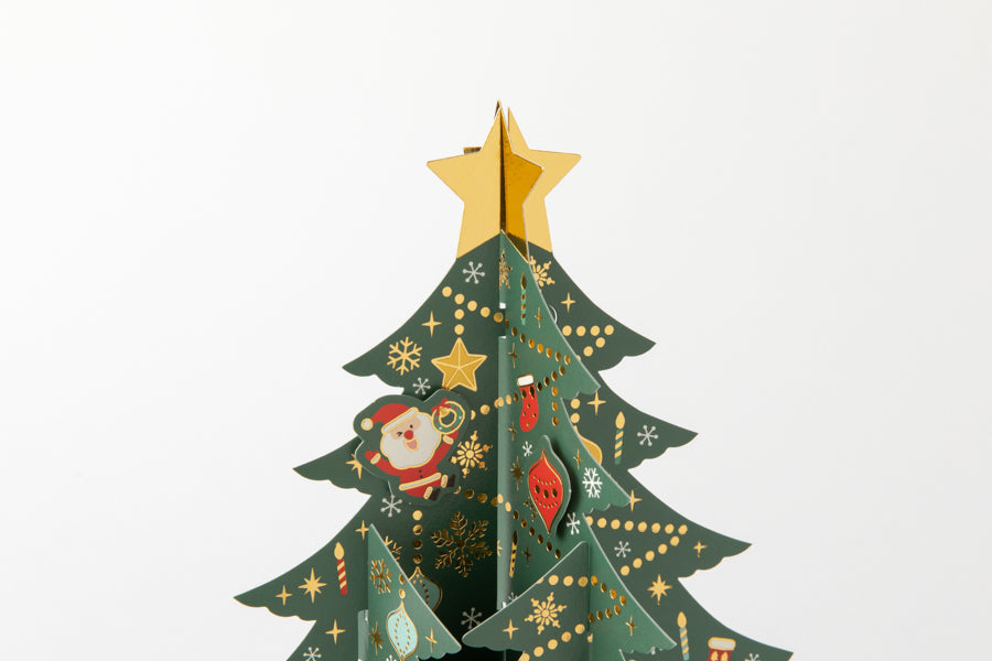 X-MAS CARD STANDING SANTAS ON TREE