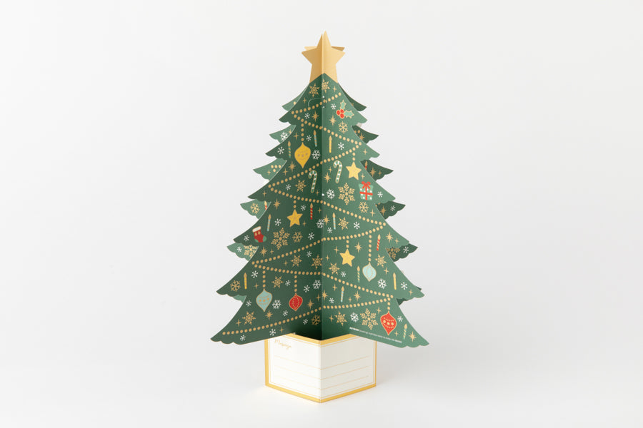X-MAS CARD STANDING SANTAS ON TREE