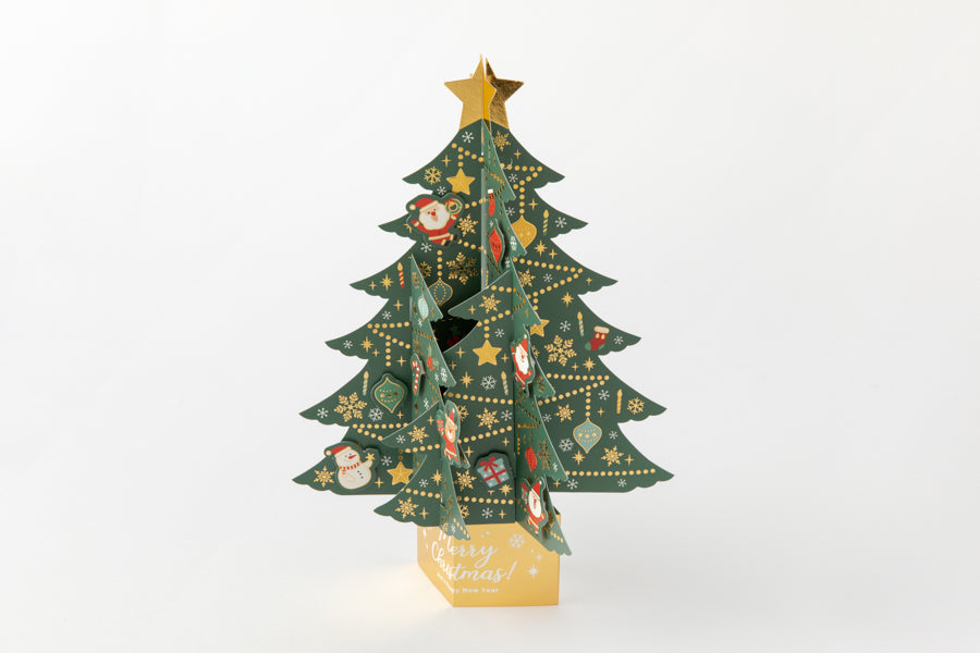 X-MAS CARD STANDING SANTAS ON TREE