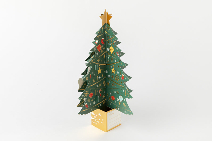X-MAS CARD STANDING SANTAS ON TREE
